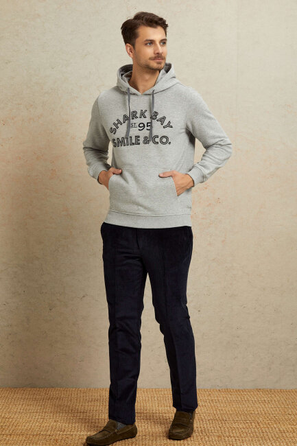 Gri %100 Pamuk Kapüşonlu Sweatshirt - 3