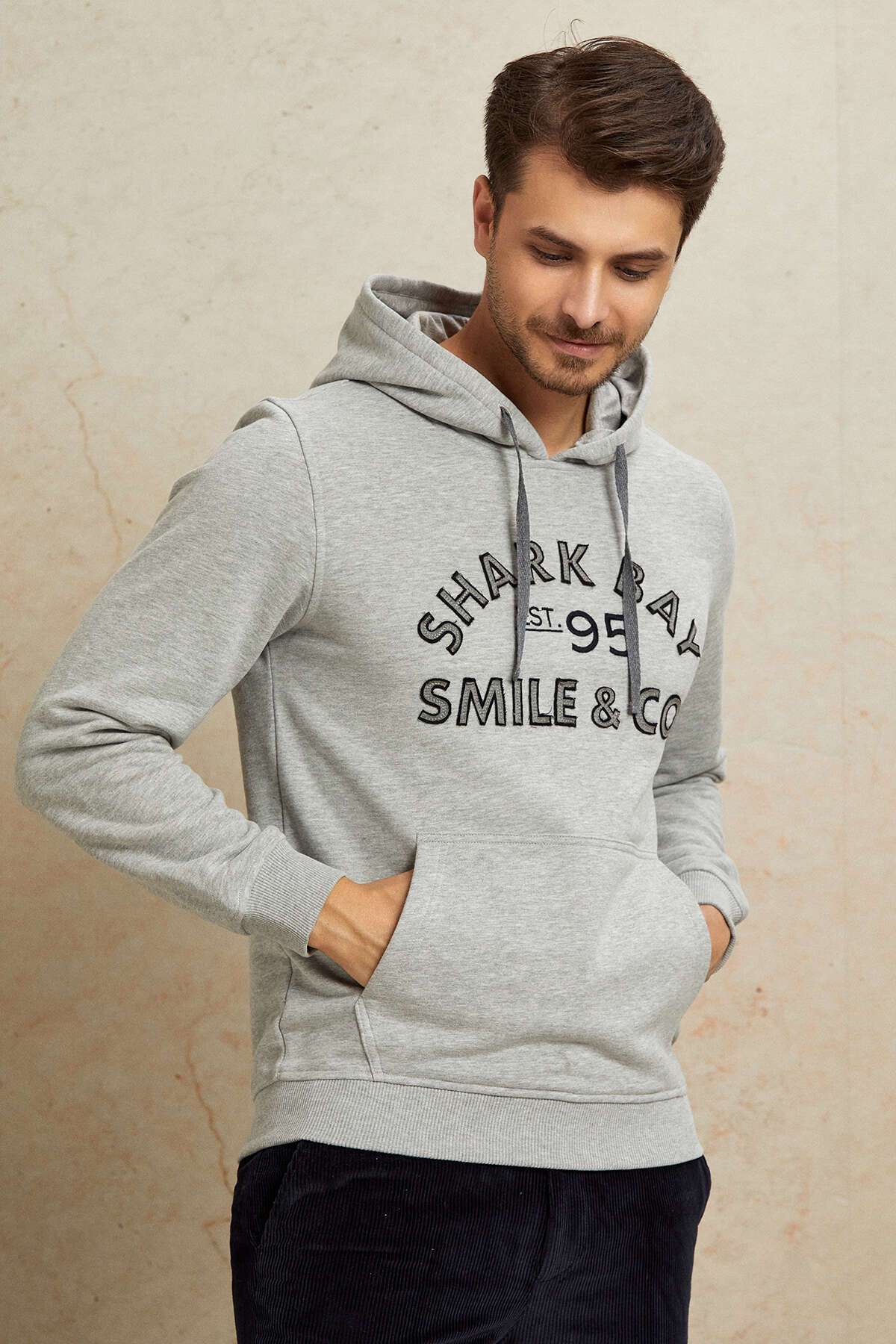 Gri %100 Pamuk Kapüşonlu Sweatshirt - 5