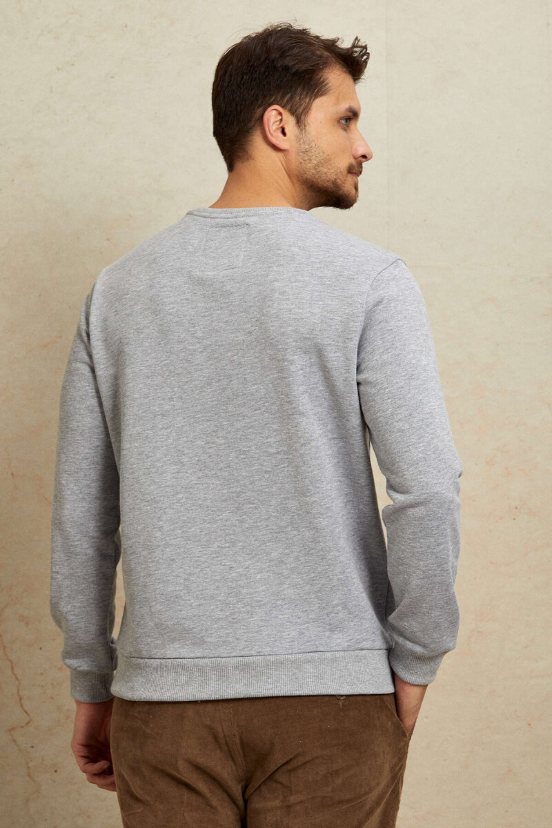 Gri Melanj %100 Pamuk Sweatshirt - 7