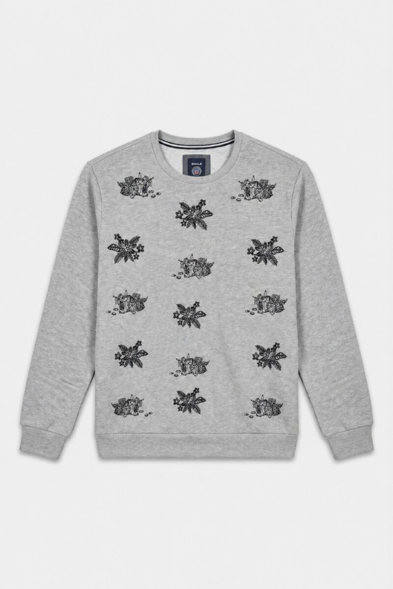 Gri Melanj %100 Pamuk Sweatshirt