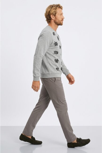 Gri Melanj %100 Pamuk Sweatshirt - 3