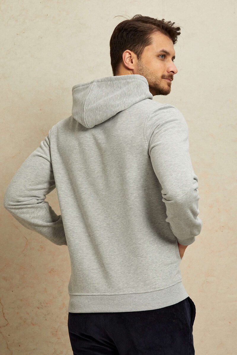 Gri %100 Pamuk Kapüşonlu Sweatshirt - 6