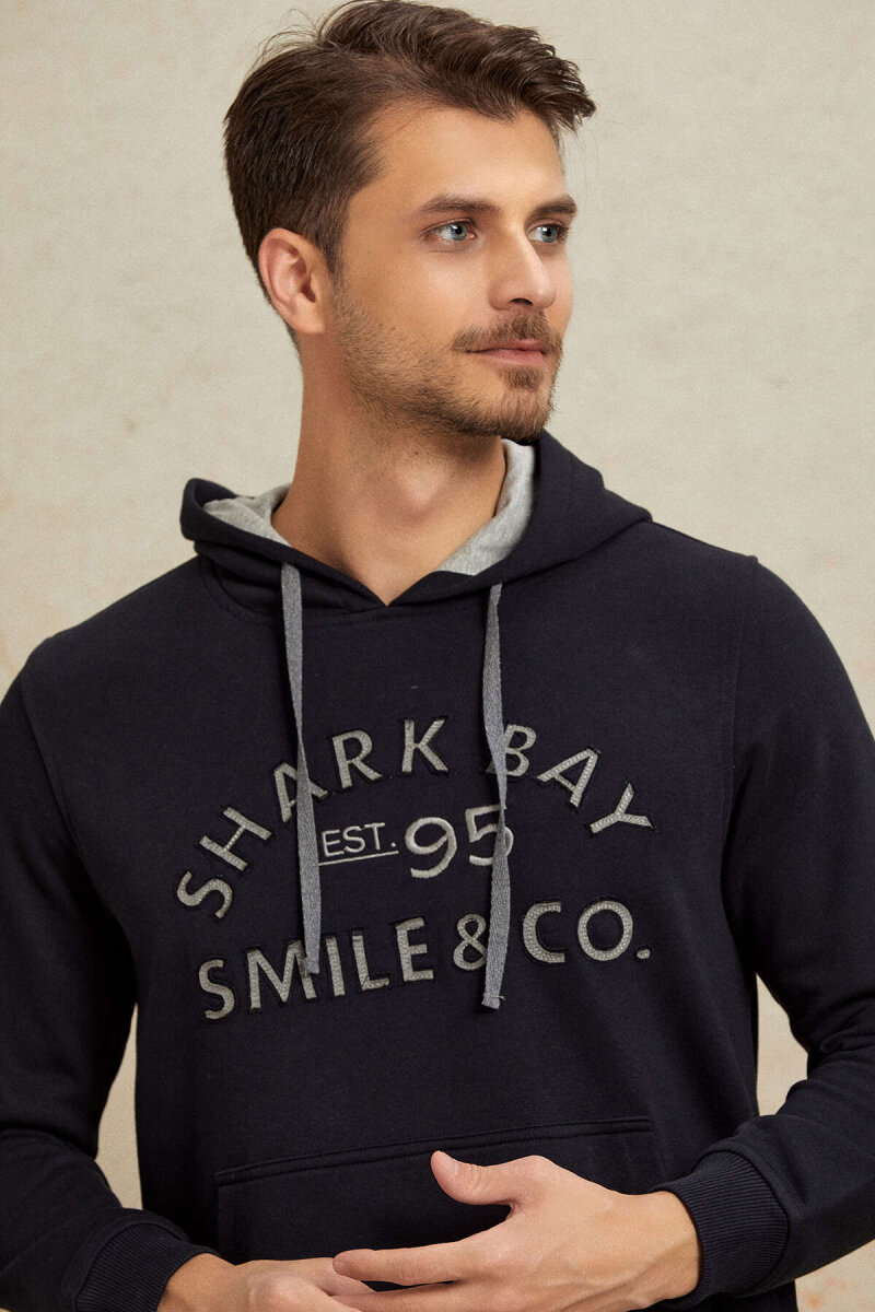Lacivert %100 Pamuk Kapüşonlu Sweatshirt (1)