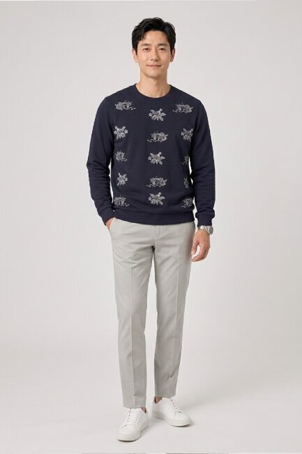 Lacivert %100 Pamuk Sweatshirt - 5