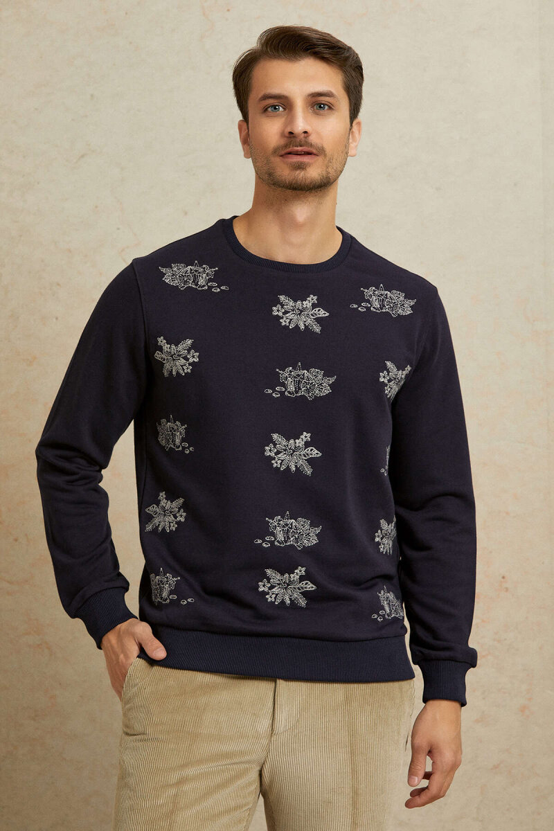 Lacivert %100 Pamuk Sweatshirt (1)