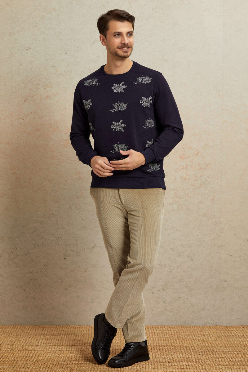 Lacivert %100 Pamuk Sweatshirt - 5