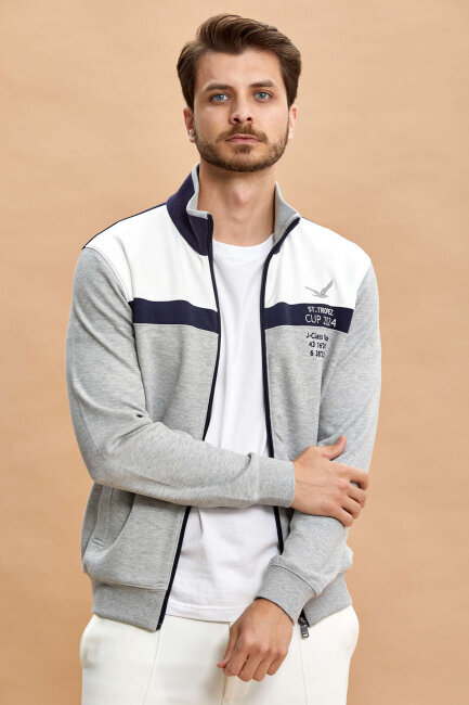 Gray Melange 100% Cotton Sweatshirt - 1