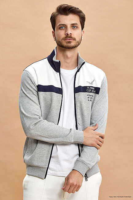 Gray Melange 100% Cotton Sweatshirt - 1