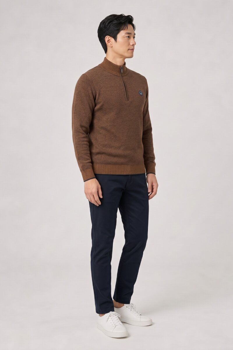 Yellow 100% Cotton Short Zip Sweater - 3