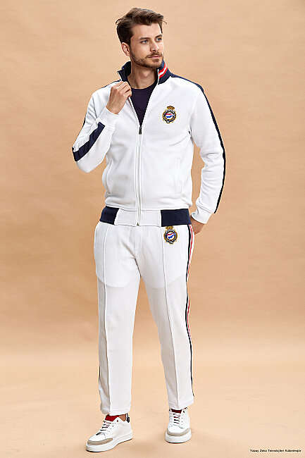 Beyaz %100 Pamuk Sweat Pantolon