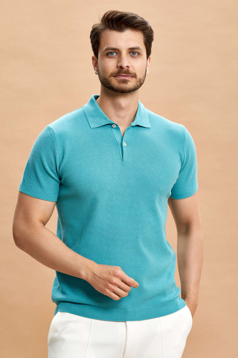 Dark Mint 100% Cotton Polo Shirt - 1
