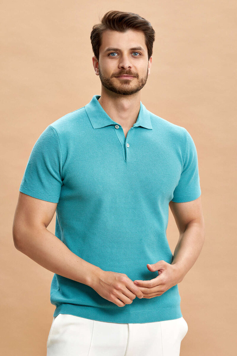 Dark Mint 100% Cotton Polo Shirt - 2