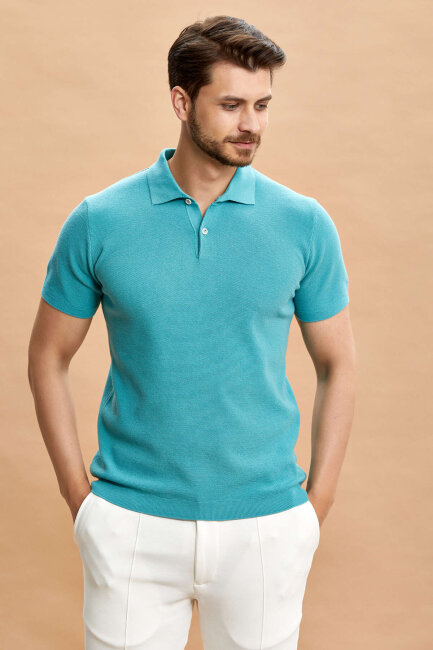 Dark Mint 100% Cotton Polo Shirt - 4