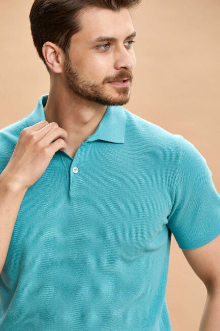 Dark Mint 100% Cotton Polo Shirt - 5