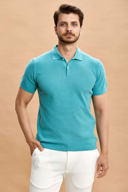 Dark Mint 100% Cotton Polo Shirt - 6