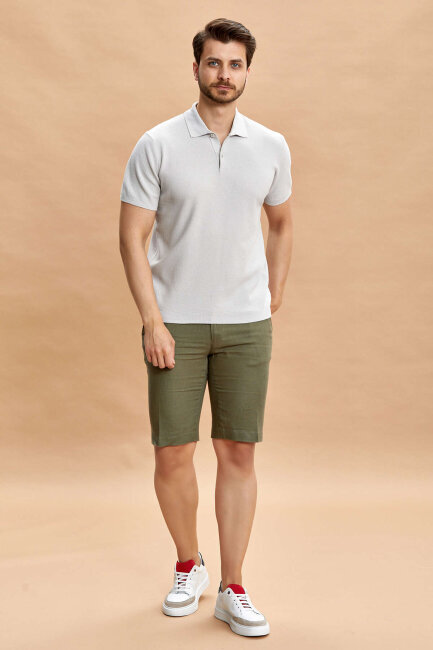 Grey 100% Cotton Polo Knit T-shirt - 3