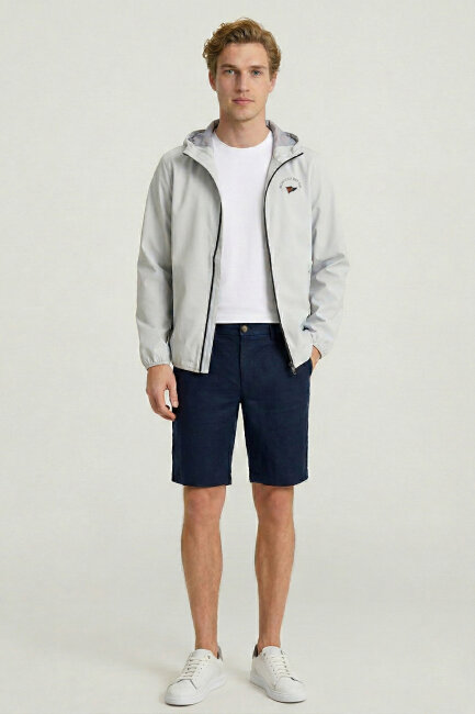 Grey Stretch Hooded Summer Jacket 