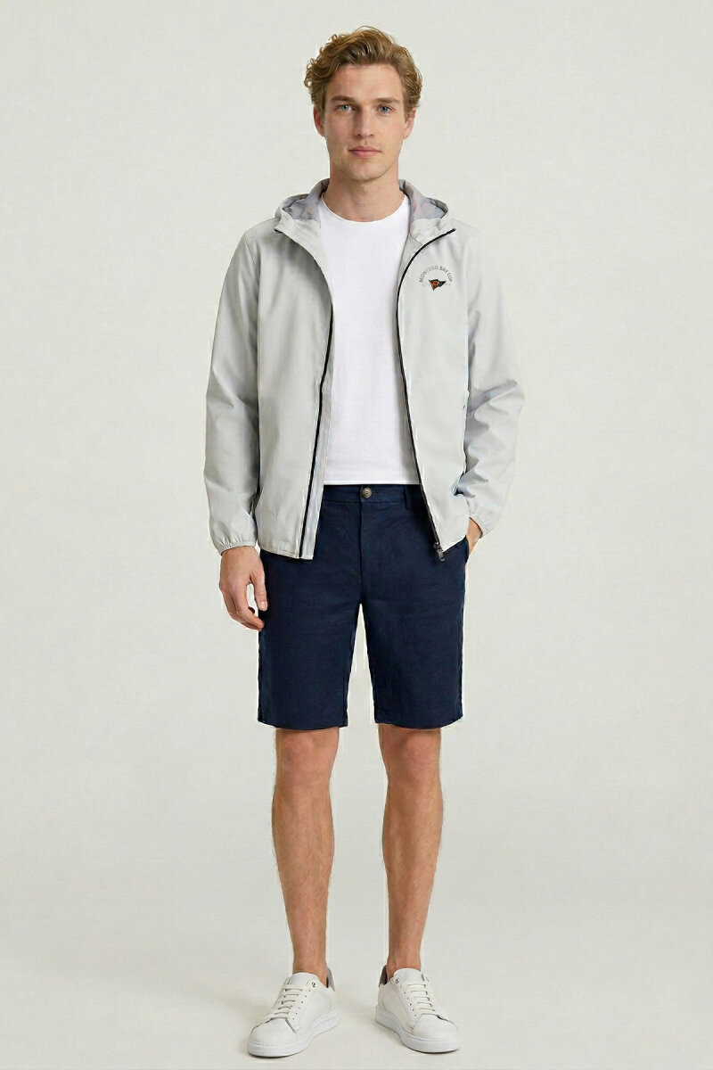 Grey Stretch Hooded Summer Jacket
