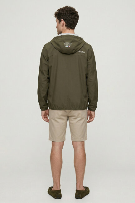 Khaki Stretch Hooded Summer Jacket - 6
