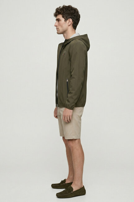 Khaki Stretch Hooded Summer Jacket - 3