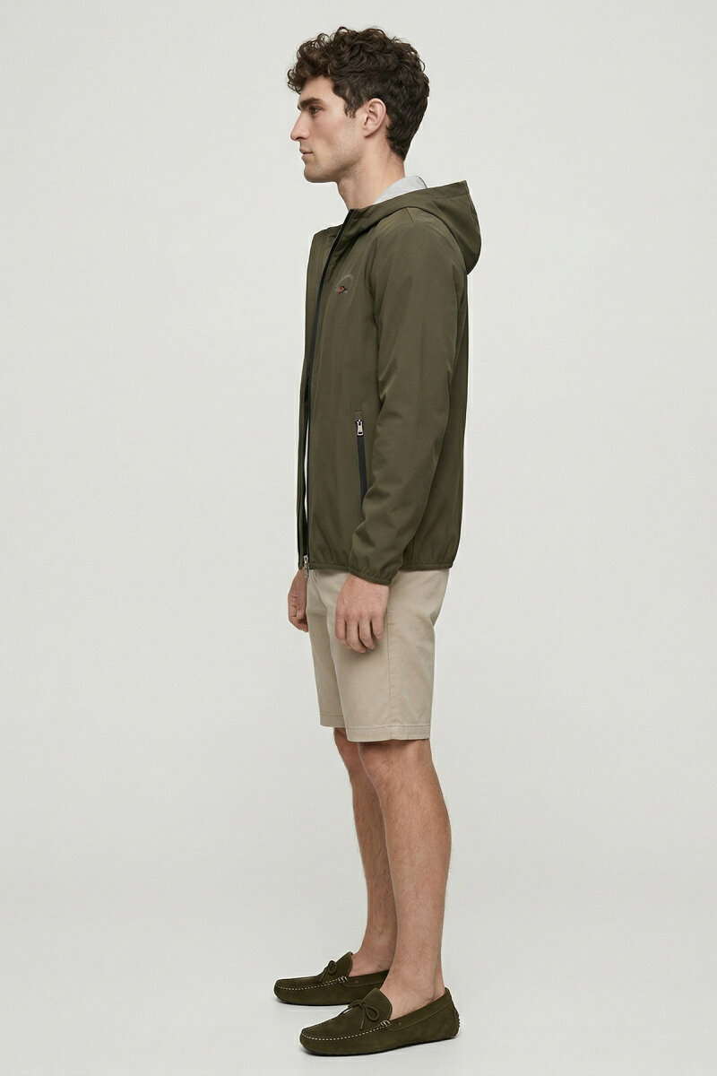 Khaki Stretch Hooded Summer Jacket - 3