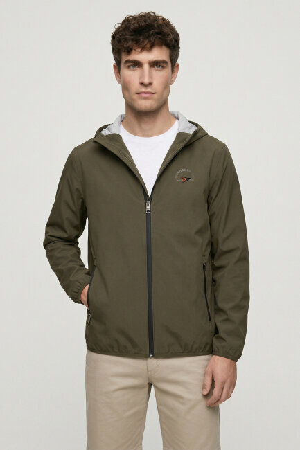 Khaki Stretch Hooded Summer Jacket - 2