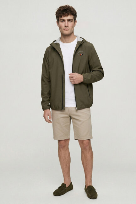 Khaki Stretch Hooded Summer Jacket - 5
