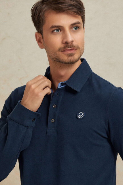 Navy Blue 100% Cotton Sweatshirt - 5