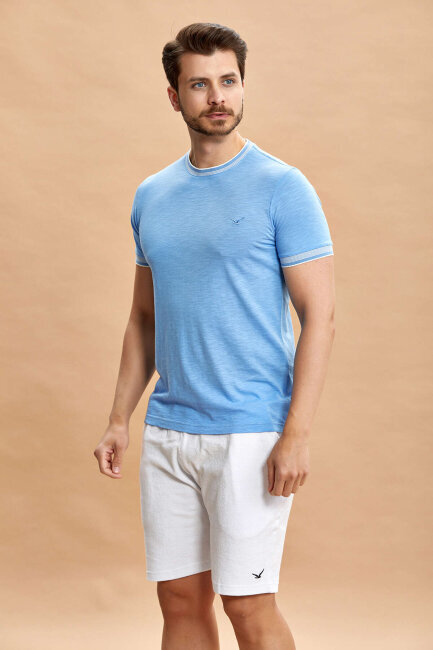 Blue Cotton Modal T-shirt - 2