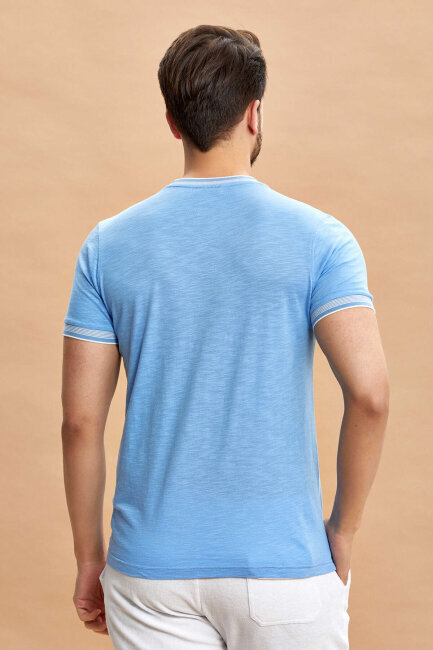 Blue Cotton Modal T-shirt - 3