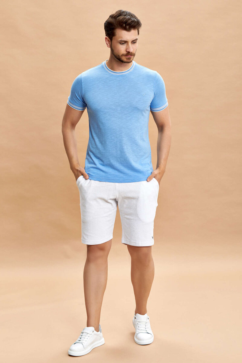 Blue Cotton Modal T-shirt - 6