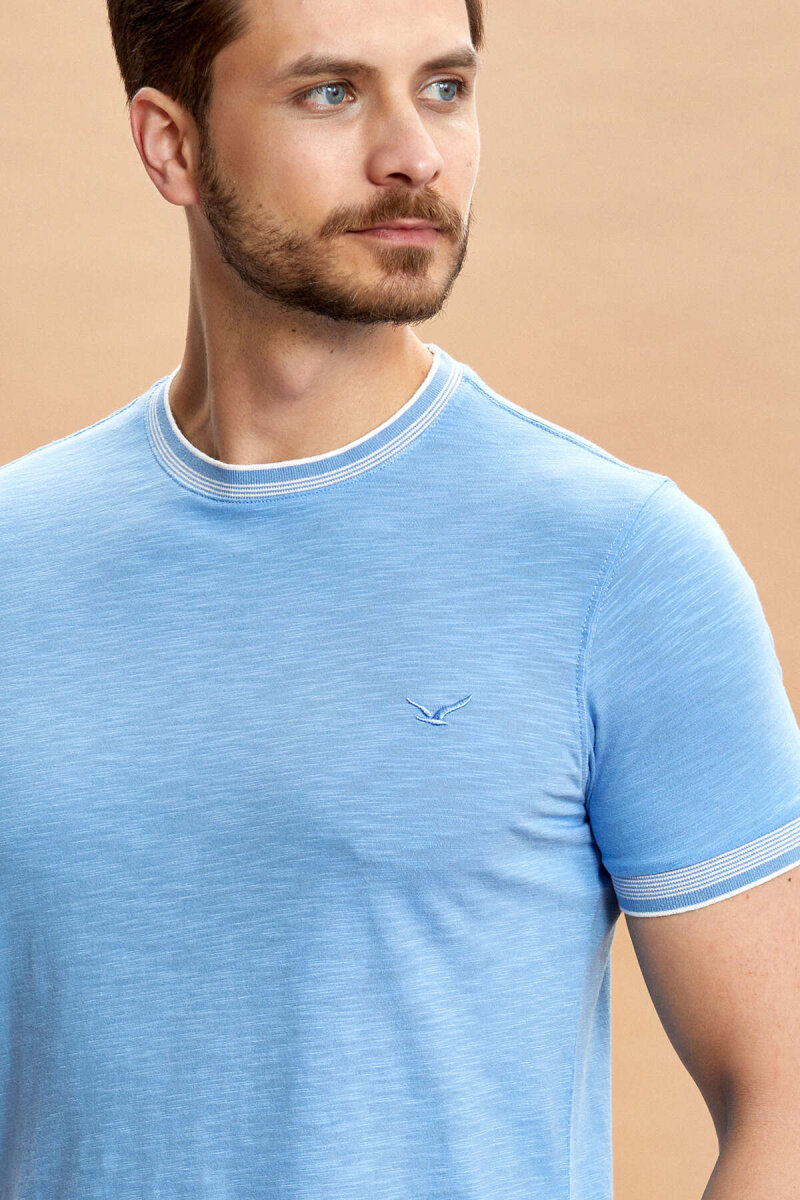 Blue Cotton Modal T-shirt - 8