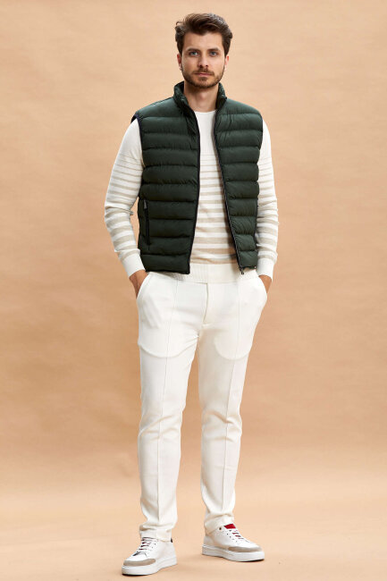 Khaki Puffy Vest - 3