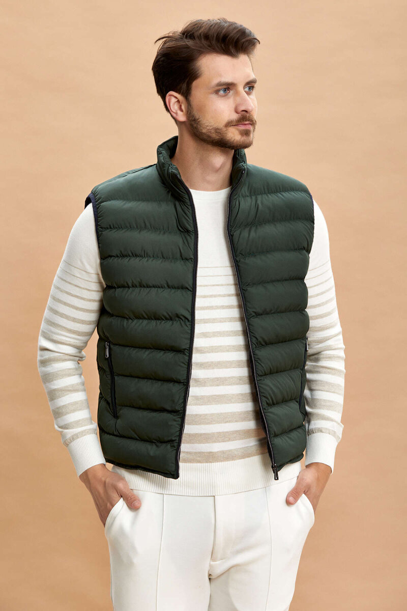 Khaki Puffy Vest - 4