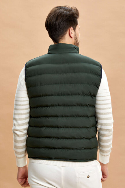 Khaki Puffy Vest - 5