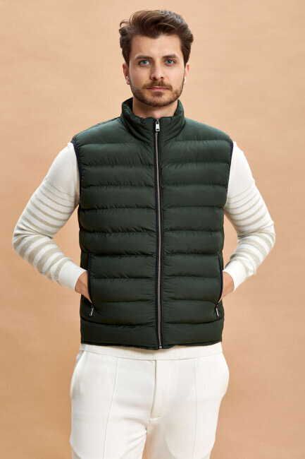 Khaki Puffy Vest - 6