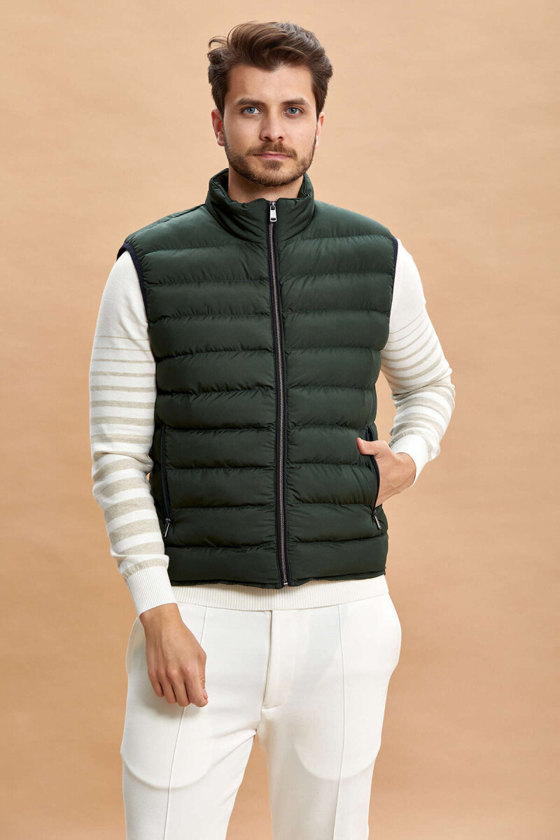Khaki Puffy Vest - 7