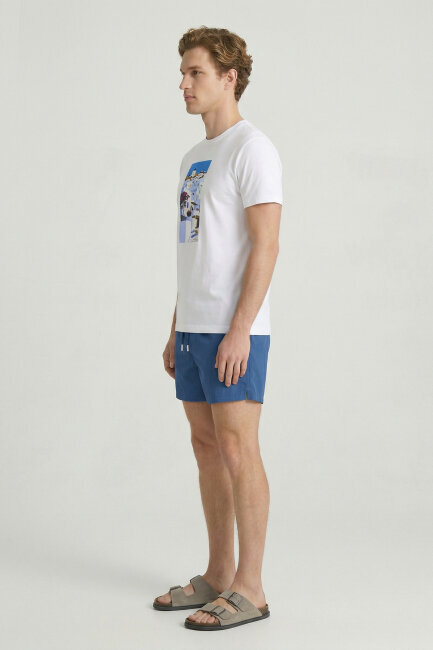 Beyaz %100 Pamuk Baskılı Tişört - 4