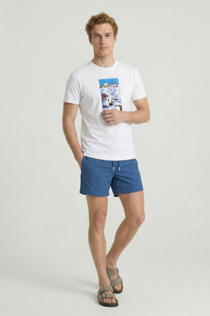 Beyaz %100 Pamuk Baskılı Tişört - 2