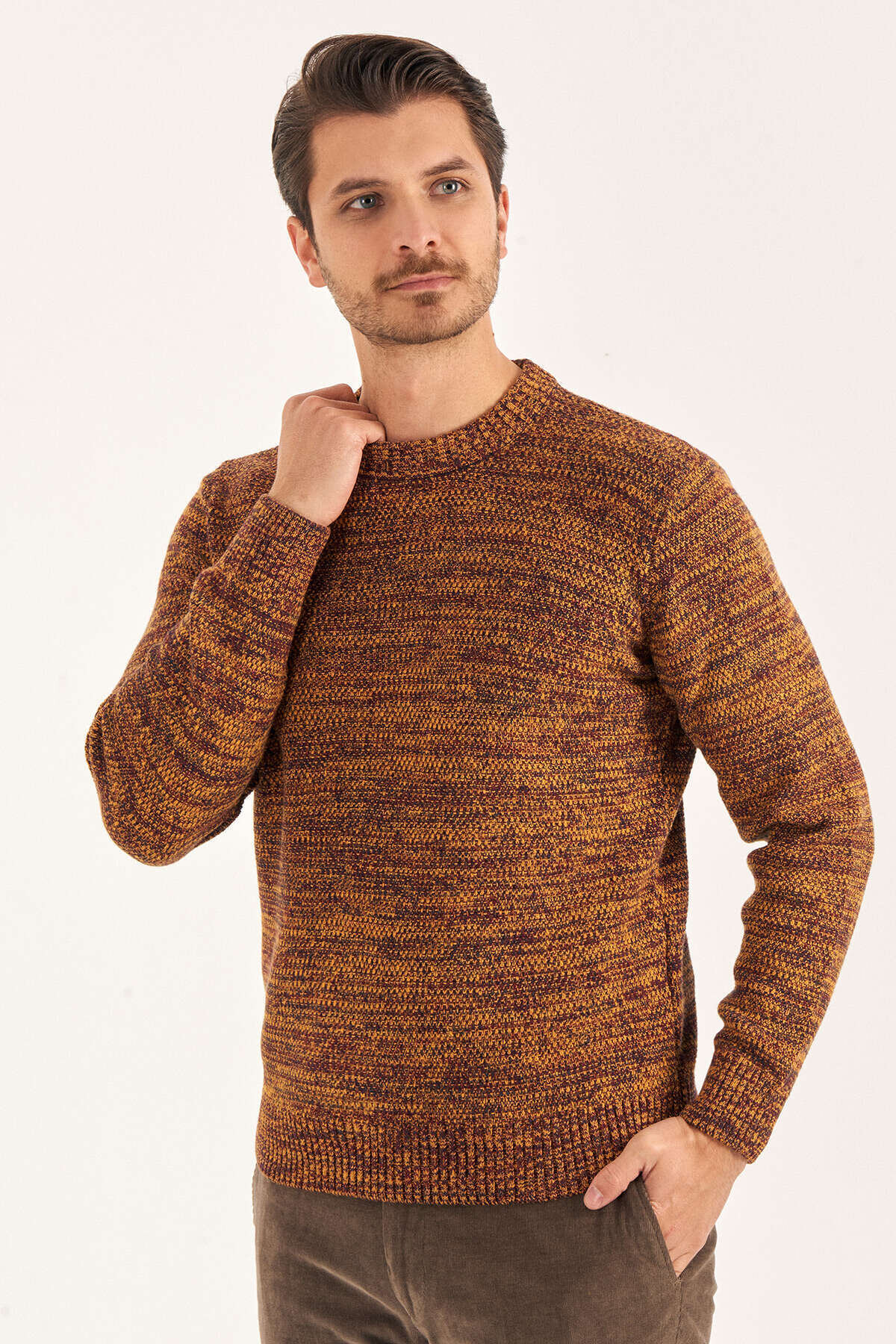 Orange Wool Crew Neck Sweater - 2