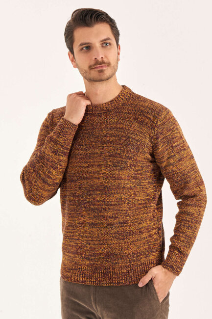 Orange Wool Crew Neck Sweater - 2