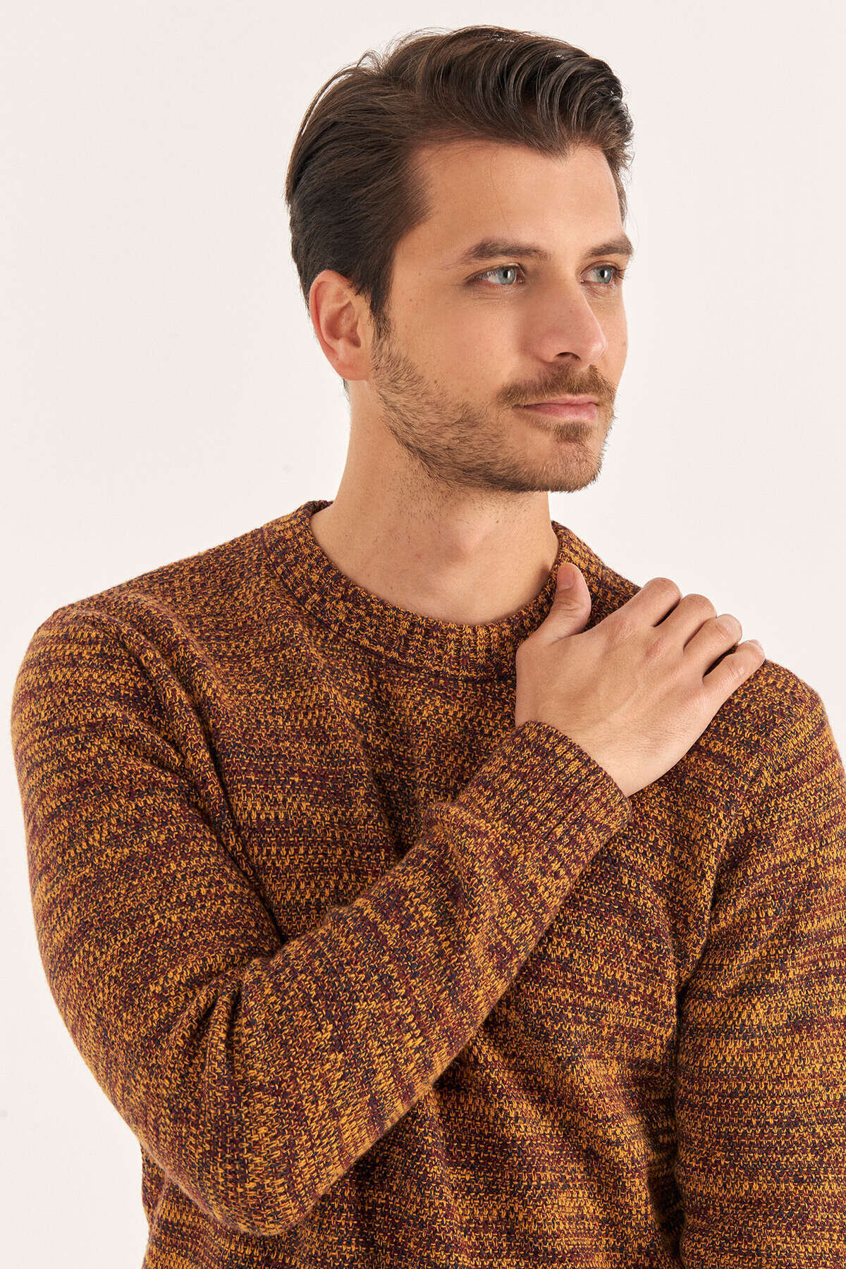 Orange Wool Crew Neck Sweater - 3