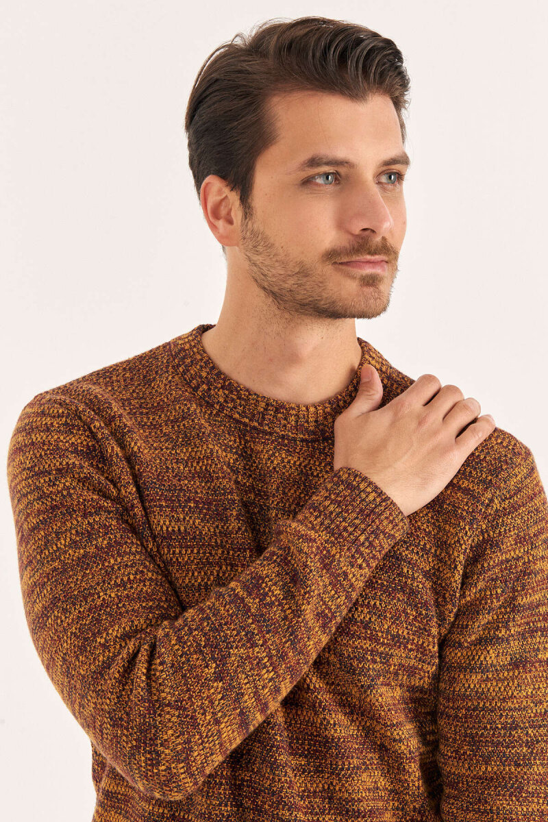 Orange Wool Crew Neck Sweater - 3