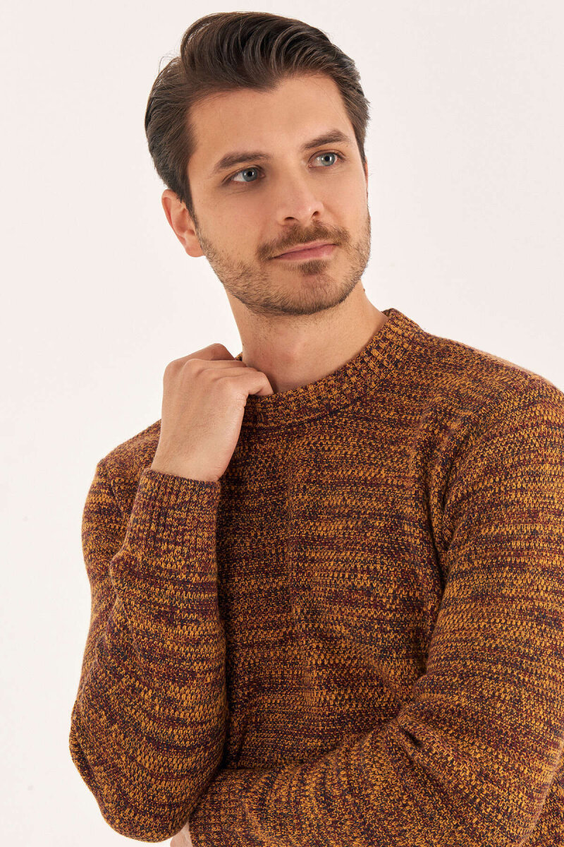 Orange Wool Crew Neck Sweater - 4