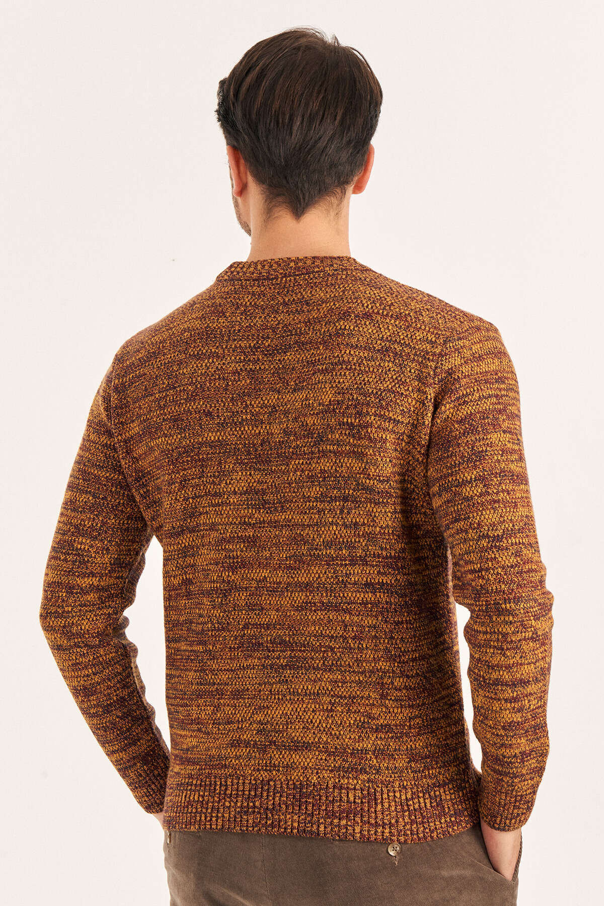 Orange Wool Crew Neck Sweater - 5