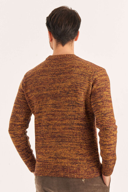 Orange Wool Crew Neck Sweater - 5