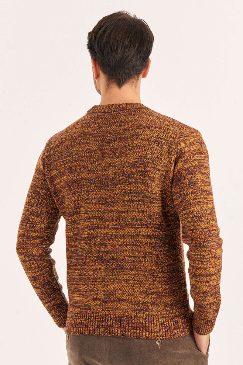 Orange Wool Crew Neck Sweater - 5