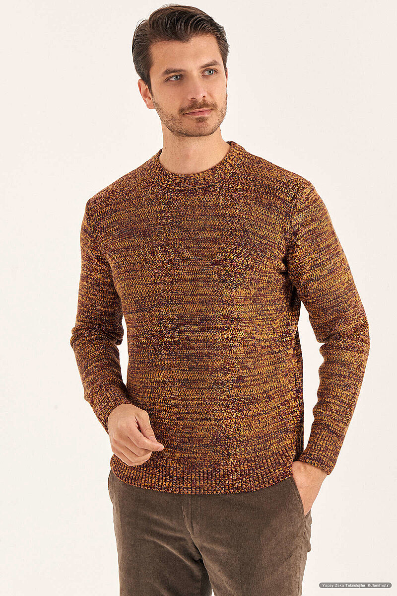 Orange Wool Crew Neck Sweater