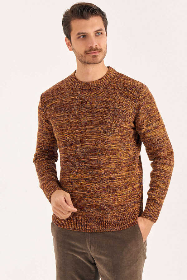 Orange Wool Crew Neck Sweater - 1