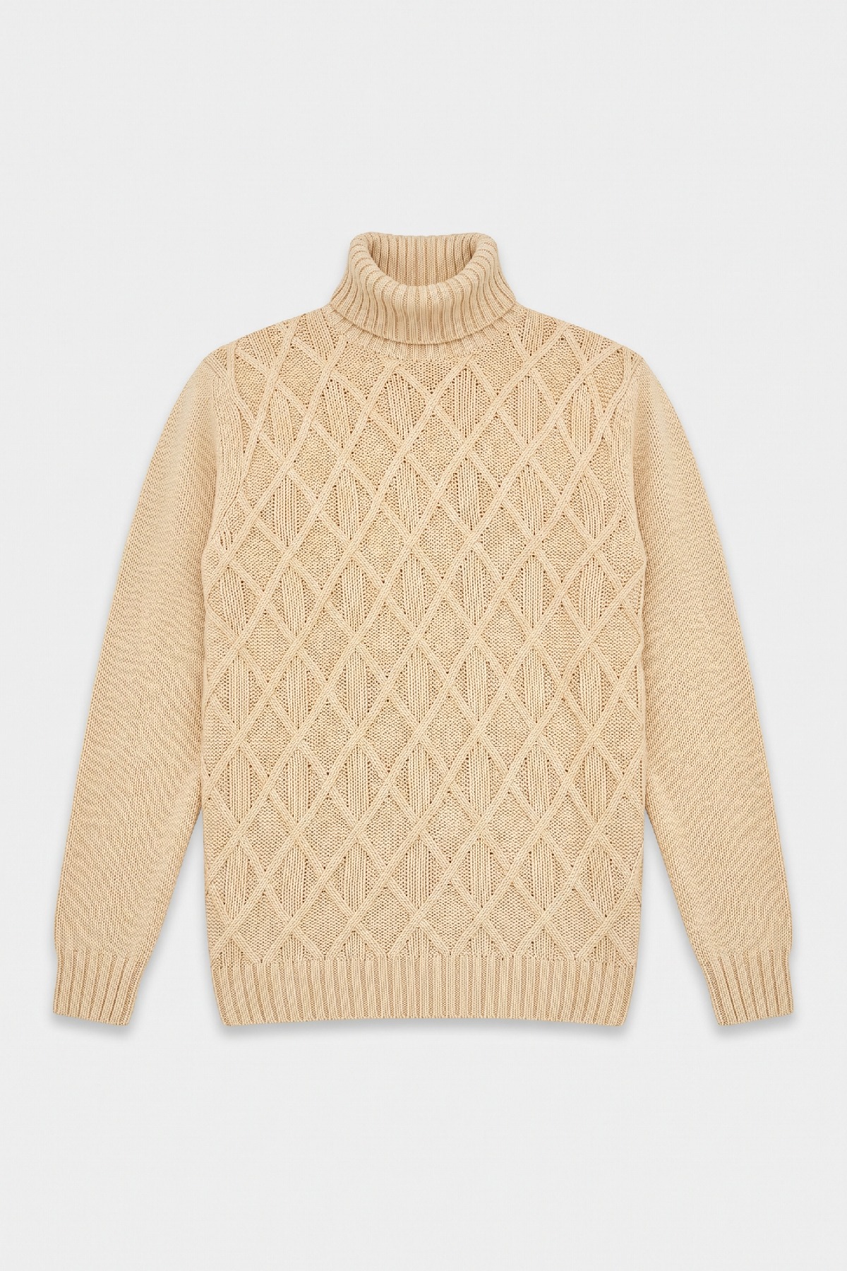 Beige Wool Turtleneck Sweater - 1